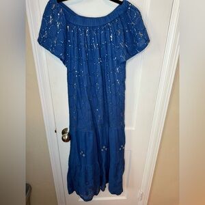 Oliphant Royal Blue Dress with Embroidery